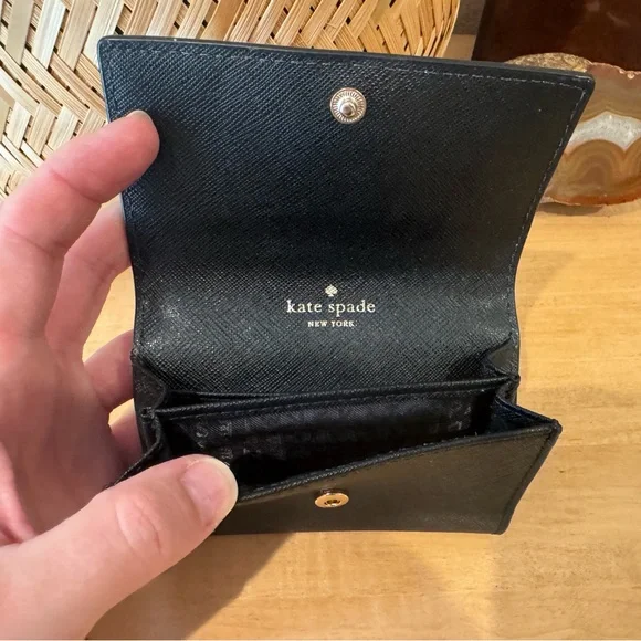 Kate Spade ♠️ laurel Way Christine Small Wallet Warm Beige/Black - Picture 4 of 9